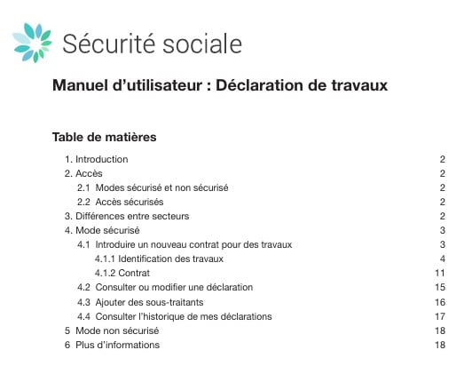 Manuel d'utilisateur de la déclartion des travaux